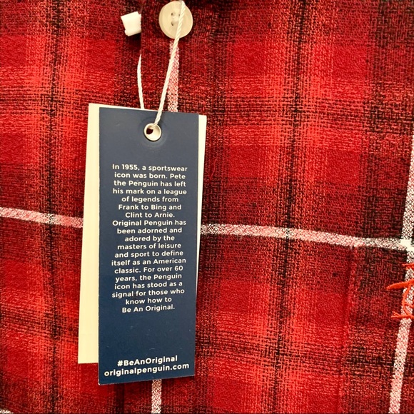 Penguin Long Sleeve Red Plaid Button Up Shirt XL - Picture 4 of 8